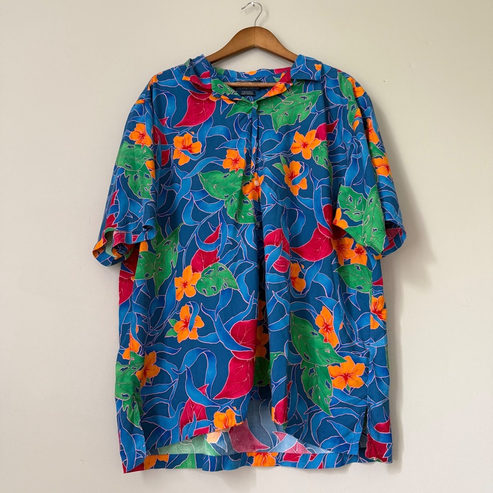 VTG Polo Ralph Lauren Caldwell Hawaiian Loop Collar Viscose Button Up Shirt XXL